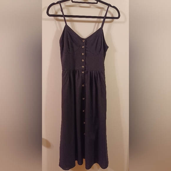 Rolla's Eve Linen dress black button front midi XS - Picture 2 of 10